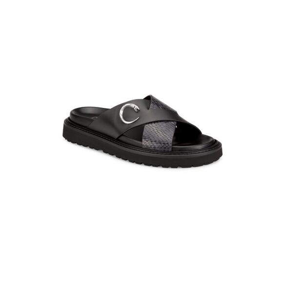 $695 NIB Cavalli Class by Roberto Cavalli Leather Black Crisscross Sandals 12 main image 4